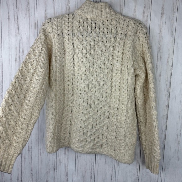 Inis Craft 100% merino wool cream full zip sweater Medium - Picture 4 of 5